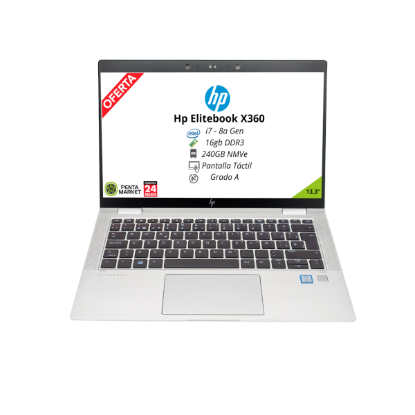 HP ELITEBOOK X360 1030 G3 i7-8ªGen | 16GB LPDDR3 | 240GB SSD NVMe | 13.3" | TÁCTIL | WIN 10 PRO