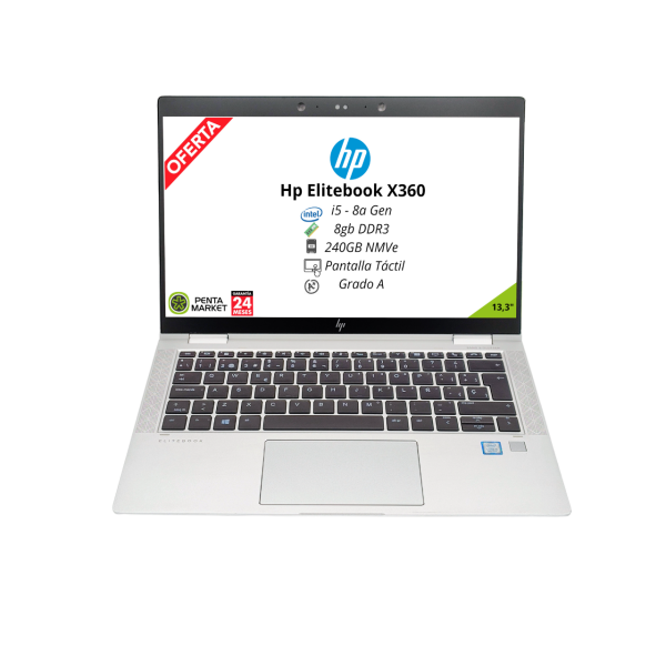 HP ELITEBOOK X360 1030 G3 i5-8ªGen | 8GB LPDDR3 | 240GB SSD NVMe | 13.3" | TÁCTIL | WIN 10 PRO