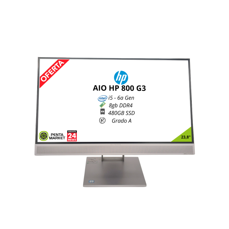 HP AIO EliteOne 800 G3 / I5 6ªGen / 8GB DDR4 / 480GB SSD / W10 HOME / 23.8"