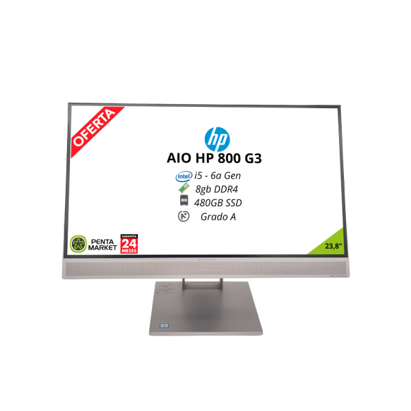 HP AIO EliteOne 800 G3 / I5 6ªGen / 8GB DDR4 / 480GB SSD / W10 HOME / 23.8"