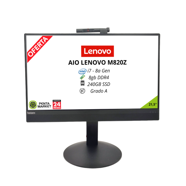 AIO LENOVO M820Z I7 8ªGen | 8GB DDR4 | 240GB SSD | 21.5" | FULL HD | WIN 10 PRO