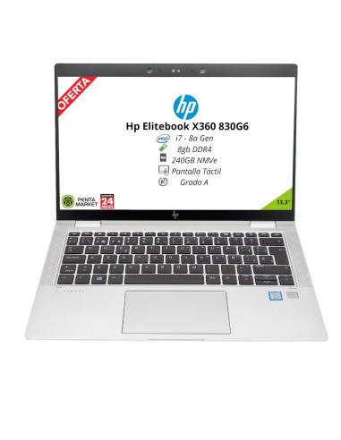 HP ELITEBOOK X360 830 G6 i7-8ªGen | 8GB DDR4 | 240GB SSD NVMe | 13.3" | TÁCTIL | WIN 11 PRO